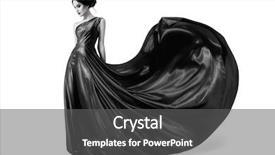  Presentation with black woman - Colorful PPT theme enhanced with diva - fashion woman in fluttering dress backdrop and a dark gray colored foreground