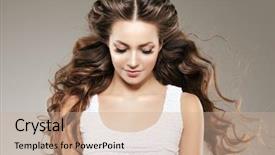  Presentation with long hair - Cool new theme with diva - model with long hair waves backdrop and a coral colored foreground