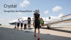  Presentation with private jet - Presentation consisting of diva - rear view of woman walking background and a light blue colored foreground