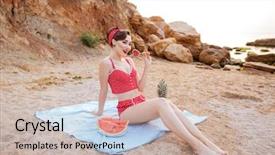  Presentation with smiling little girl - Beautiful PPT layouts featuring diva - smiling pin-up girl having great backdrop and a soft green colored foreground