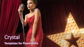  Presentation with singer - Beautiful slide deck featuring diva - young singer on the scene backdrop and a wine colored foreground