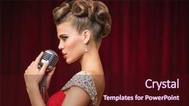  Presentation with singer - Slide deck having diva - young singer on the scene background and a wine colored foreground