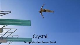  Presentation with swimmer - Cool new PPT layouts with dive from diving board backdrop and a light blue colored foreground