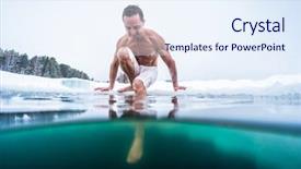  Presentation with cold water - PPT theme consisting of dive into the ice hole background and a sky blue colored foreground