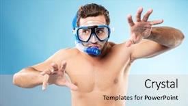  Presentation with swimming - Colorful slide deck enhanced with diver - portrait of a shirtless funny backdrop and a lemonade colored foreground