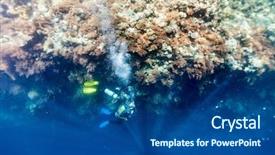  Presentation with divers - PPT theme with divers at beautiful colorful coral background and a  colored foreground
