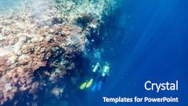  Presentation with divers - Slide deck having divers at beautiful colorful coral background and a  colored foreground