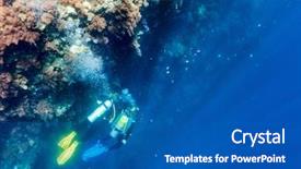  Presentation with coral reef - Audience pleasing PPT theme consisting of divers at beautiful colorful coral backdrop and a  colored foreground