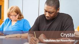  Presentation with diverse students - Presentation theme enhanced with diverse adult education students taking background and a tawny brown colored foreground