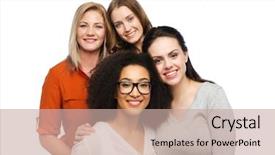  Presentation with diverse women - Slides consisting of diverse and people concept - group background and a coral colored foreground