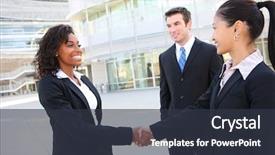  Presentation with team building - PPT theme consisting of diverse attractive man and woman background and a tawny brown colored foreground