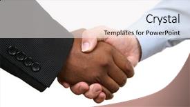  Presentation with shaking hands - Presentation design having diverse business male shaking hands background and a sky blue colored foreground