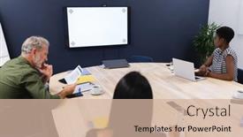  Presentation with diverse business people - Presentation consisting of diverse-business-people-in-conference background and a soft green colored foreground