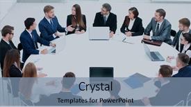  Presentation with diverse business people - Slide set with diverse business people meeting seminar background and a seafoam green colored foreground