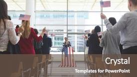  Presentation with moving business - Slides enhanced with diverse business people moving american background and a tawny brown colored foreground