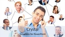  Presentation with diverse business people - Slide deck consisting of diverse business people talk background and a light blue colored foreground