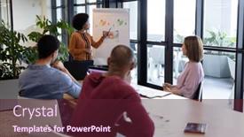  Presentation with diverse business people - Cool new PPT theme with diverse-business-people-working backdrop and a tawny brown colored foreground