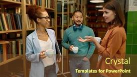  Presentation with coworking - Slides consisting of diverse-business-team-laughing-cheerfully background and a tawny brown colored foreground