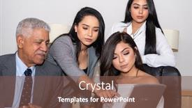  Presentation with job - Presentation theme enhanced with diverse-business-team-working background and a tawny brown colored foreground