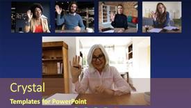  Presentation with social distancing - PPT layouts consisting of diverse-businesswomen-and-businessman-waving background and a tawny brown colored foreground