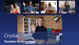  Presentation with social distancing - Audience pleasing slide deck consisting of diverse-businesswomen-and-businessman-waving backdrop and a ocean colored foreground