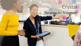  Presentation with corporation - Theme featuring diverse-businesswomen-talking-and-brainstorming background and a soft green colored foreground