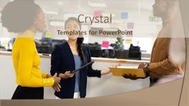  Presentation with corporation - Presentation design with diverse-businesswomen-talking-and-brainstorming background and a lemonade colored foreground