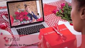  Presentation with lockdown - Theme featuring diverse-couple-making-valentines-date background and a red colored foreground