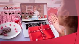  Presentation with lockdown - Cool new PPT theme with diverse-couple-making-valentines-date backdrop and a coral colored foreground