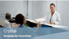  Presentation with text file - PPT theme enhanced with diverse-doctor-giving-file background and a teal colored foreground