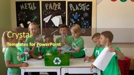  Presentation with elementary school - PPT theme with diverse-elementary-school-being-socially background and a tawny brown colored foreground