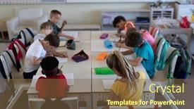  Presentation with diverse classroom - Presentation consisting of diverse-elementary-school-high-angle background and a tawny brown colored foreground