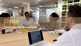  Presentation with corporation - Theme featuring diverse-female-and-male-businesspeople background and a coral colored foreground