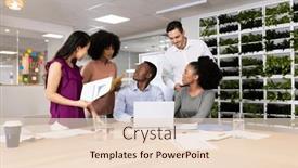  Presentation with corporation - PPT layouts having diverse-female-and-male-businesspeople background and a lemonade colored foreground