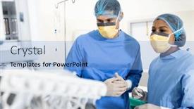  Presentation with medical teamwork - Presentation having diverse-female-and-male-surgeon background and a light blue colored foreground