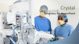  Presentation with diverse medical - PPT layouts with diverse-female-and-male-surgeon background and a sky blue colored foreground