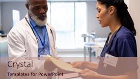  Presentation with diverse medical - Theme with diverse-female-and-senior-male background and a coral colored foreground