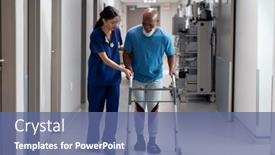  Presentation with diverse medical - Slide deck having diverse-female-doctor-helping-senior background and a  colored foreground