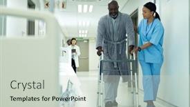  Presentation with diverse medical - PPT theme having diverse-female-healthcare-worker-helping background and a soft green colored foreground