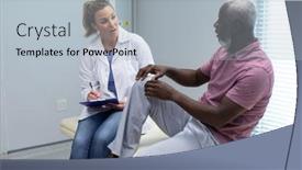 Presentation with physiotherapist - PPT theme having diverse-female-physiotherapist-and-male background and a light blue colored foreground