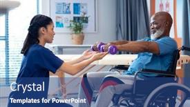  Presentation with diverse medical - Theme featuring diverse-female-physiotherapist-helping-senior background and a ocean colored foreground