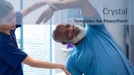  Presentation with female hospital patient - PPT layouts having diverse-female-physiotherapist-treating-senior background and a light blue colored foreground