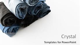 Presentation with design fashion - Slide set enhanced with diverse-folded-jeans-lying background and a white colored foreground