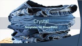  Presentation with design fashion - Presentation enhanced with diverse-folded-jeans-lying background and a ocean colored foreground