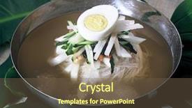  Presentation with korea - Slides consisting of diverse food essentials background and a tawny brown colored foreground