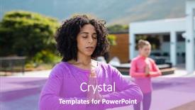  Presentation with friendship - Slide set having diverse-friends-practicing-yoga background and a  colored foreground