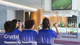  Presentation with digital image - PPT theme consisting of diverse-friends-supporting-and-watching background and a ocean colored foreground