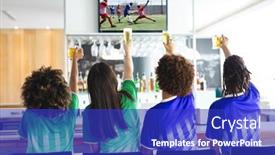  Presentation with digital image - Slide deck having diverse-friends-supporting-and-watching background and a royal blue colored foreground