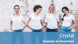  Presentation with wall street - Beautiful PPT layouts featuring diverse girls wearing blank white backdrop and a teal colored foreground