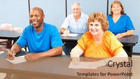  Presentation with adult education - Presentation theme with diverse group of adult education background and a  colored foreground